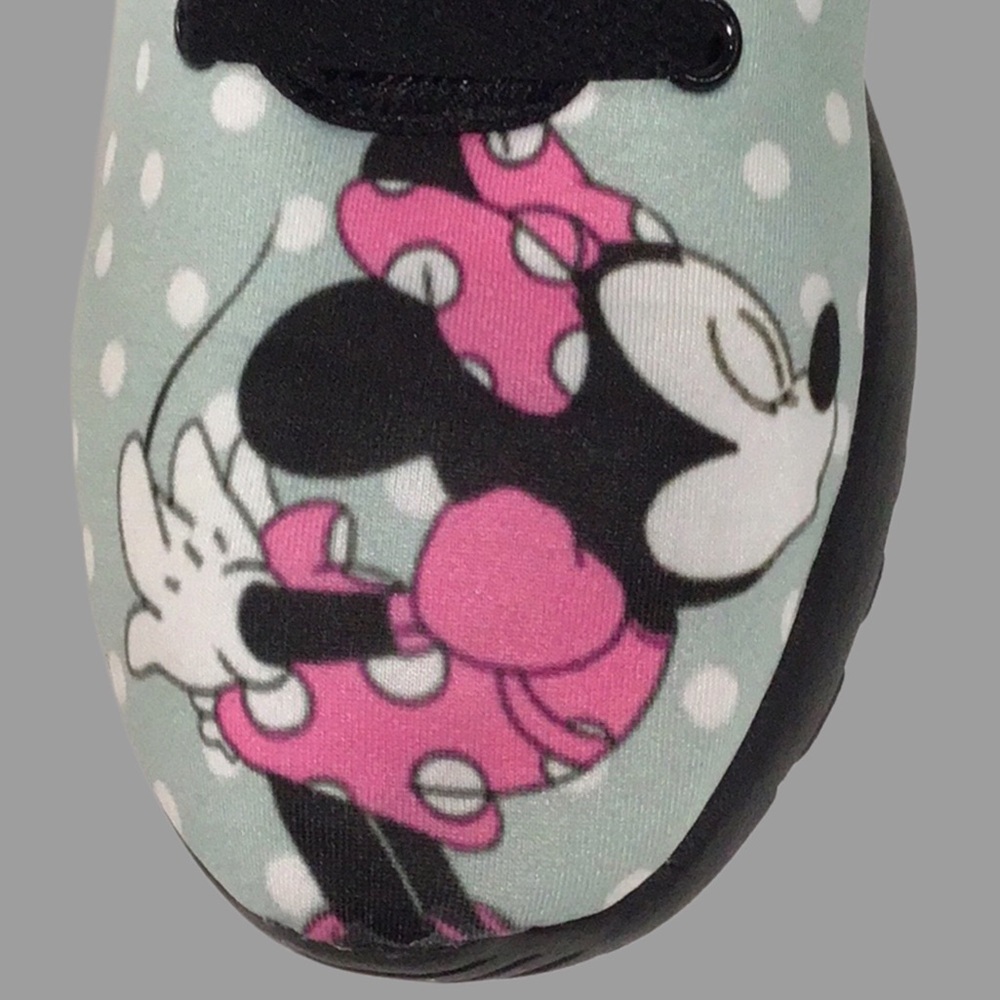MICKEY and MINNIE Kissing Sneakers Light Green White Polka Dots Size 7 - Picture 2 of 10